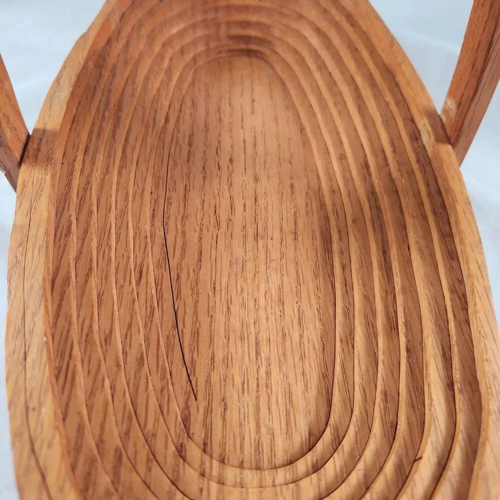 Handmade Collapsible Wooden Basket Peachwood Products Bellville OH 13
